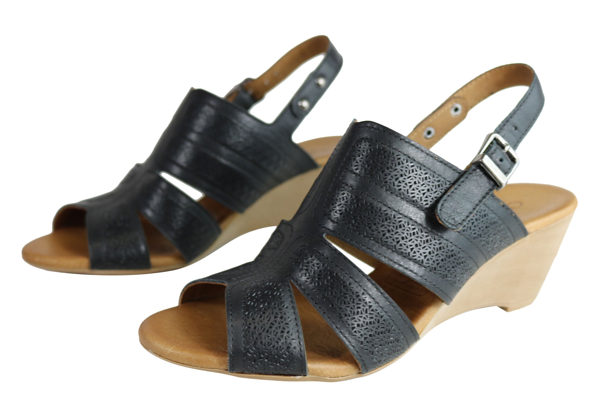 Orizonte Pinta Women's European Leather Comfortable Wedge Sandals - Stylish & Supportive for Summer, Beach, and Casual Outings