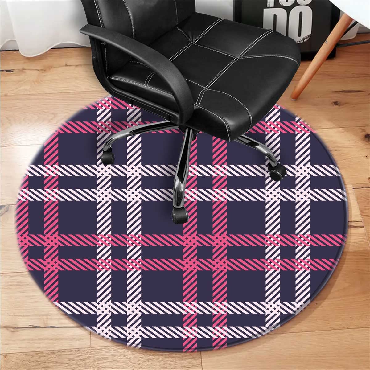 43 Inch Purple Plaid Desk Chair Mat for Carpet - Office Chair Mat Protector & Gaming Desk Accessory for Home & Office Workspace