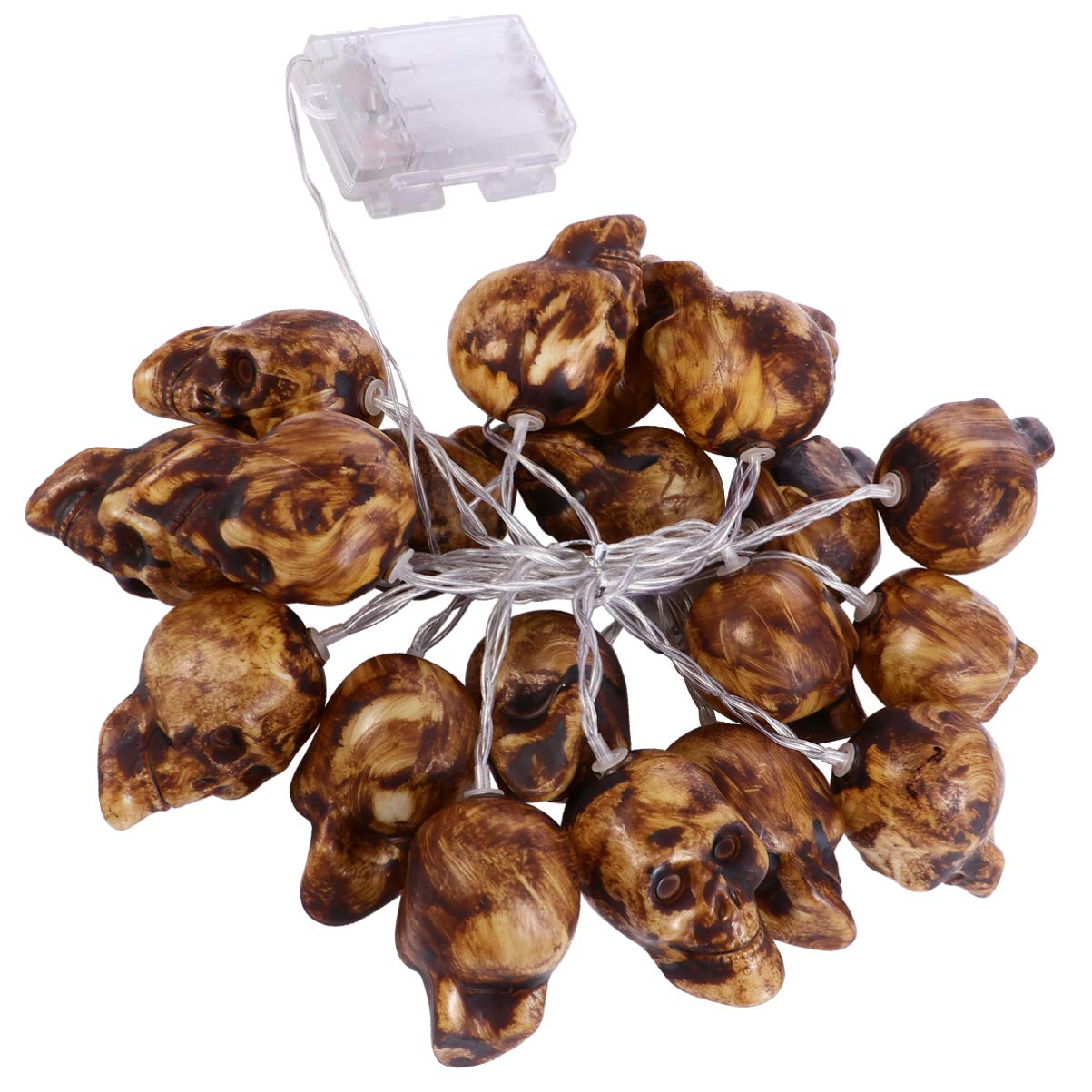 Halloween Skull String Lights - 20LED Battery Decor for Indoor/Outdoor Parties