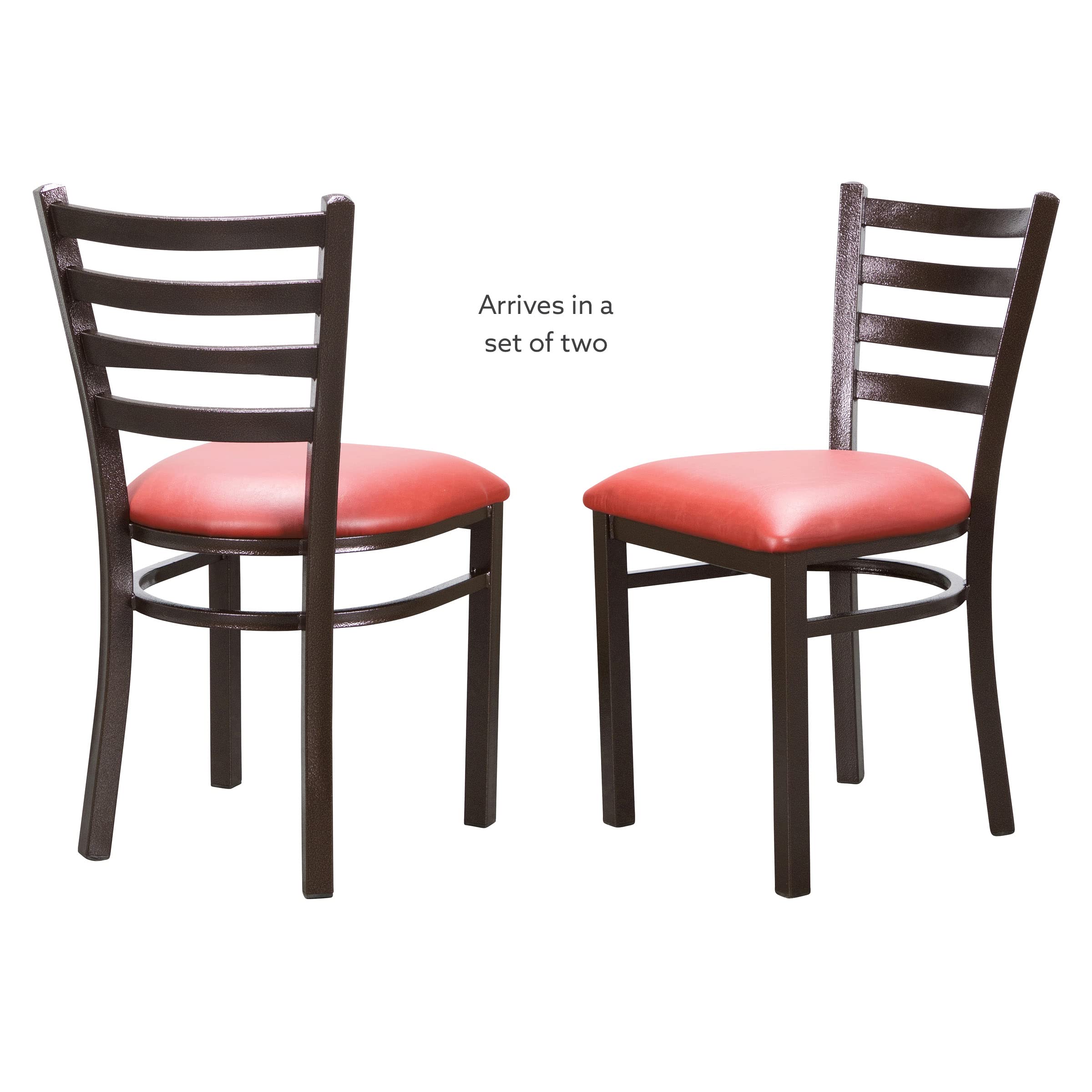 LINON Baxter Black/Red Metal Side Chair, Set of 2 - Modern Dining Chairs for Kitchen, Dining Room, Office & Outdoor Use - Durable Metal Frame & Comfortable Seating