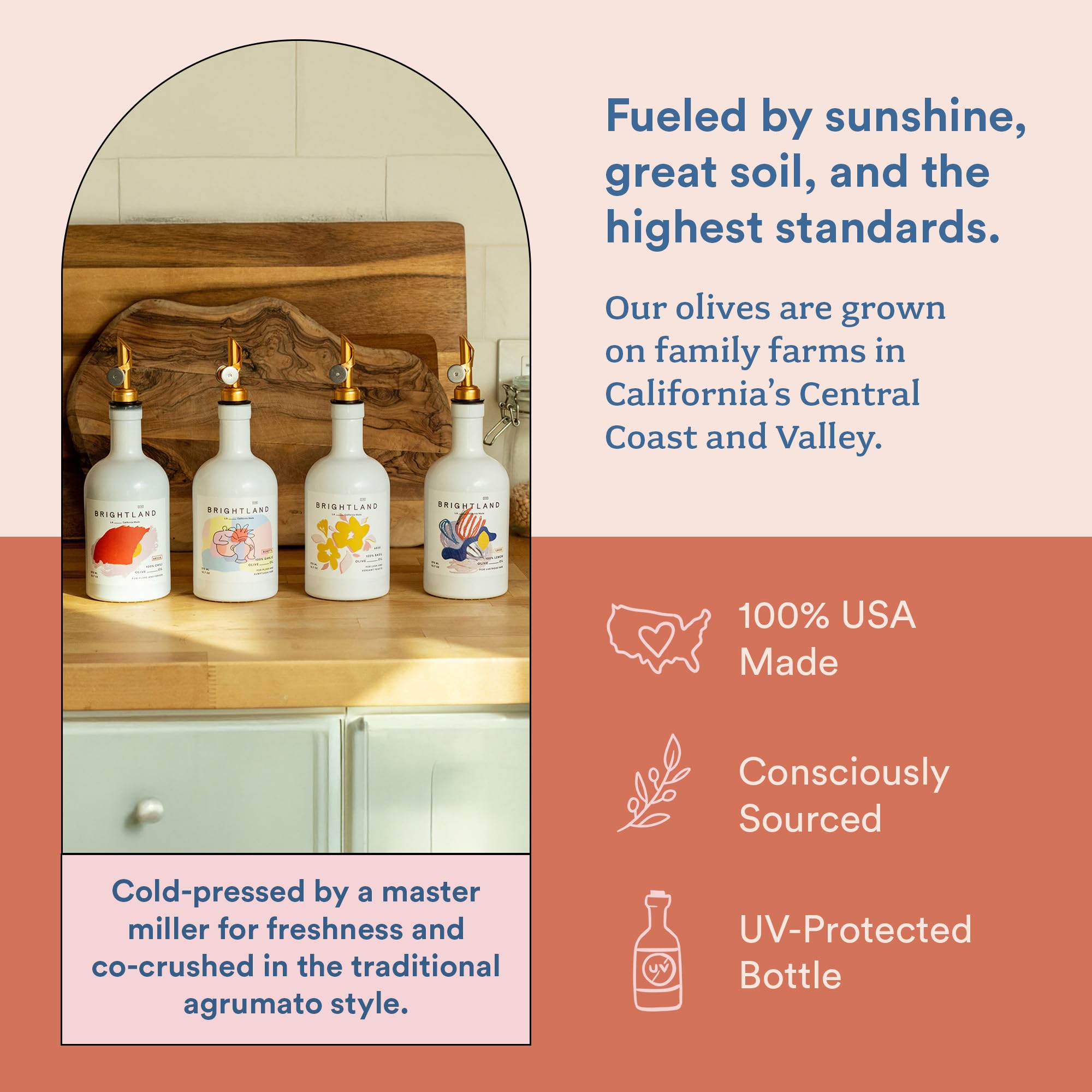 Brightland The Artist Capsule Cold-Pressed Extra Virgin Olive Oil Set - Infused with Garlic, Lemon, Basil & Chili Peppers, 12.7 fl oz (Pack of 4) | Oprah's Favorite Gourmet Cooking Oil for Salads, Pasta & Artisanal Recipes