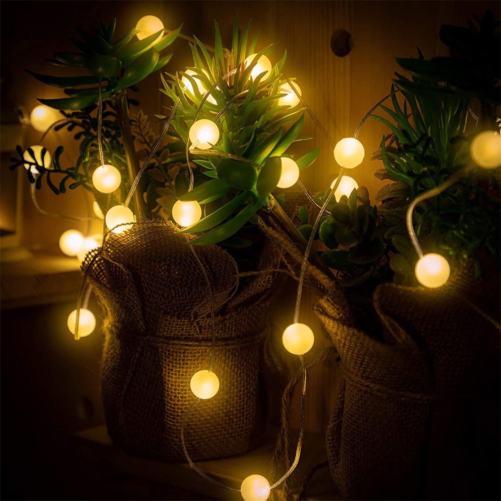 Hiboom 10 Ft 30 LED Globe Ball String Lights - 8 Lighting Modes with Remote & Timer, Battery Operated Fairy Lights for Indoor Outdoor Decor - Perfect for Bedroom, Wedding, Patio, Garden Party & Holiday Decorations