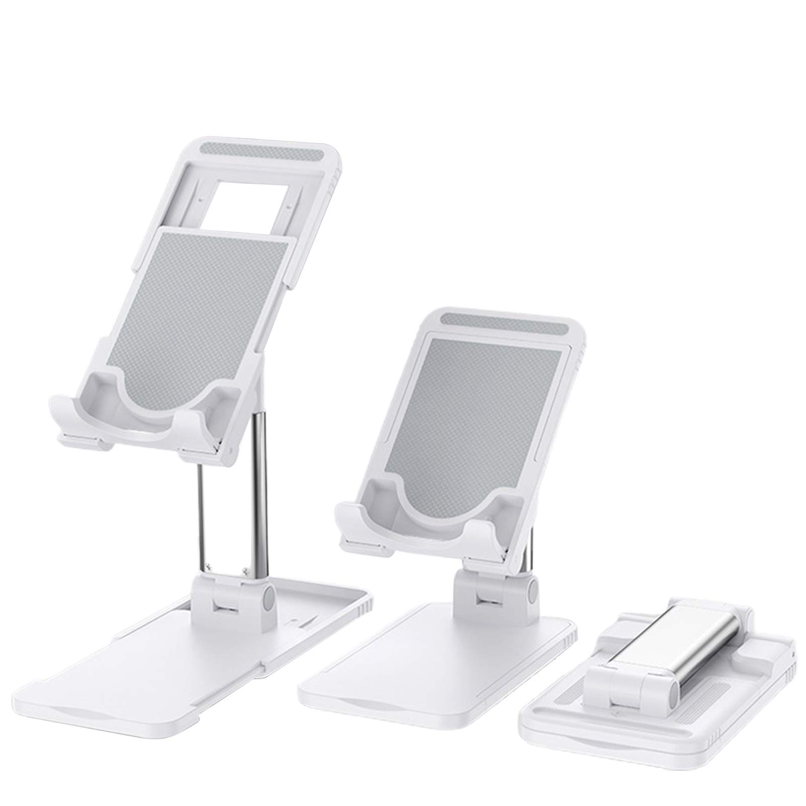 Adjustable Tablet Stand Holder for Phones & Tablets - Foldable Desktop Organizer - White - Perfect for Work & Home Office