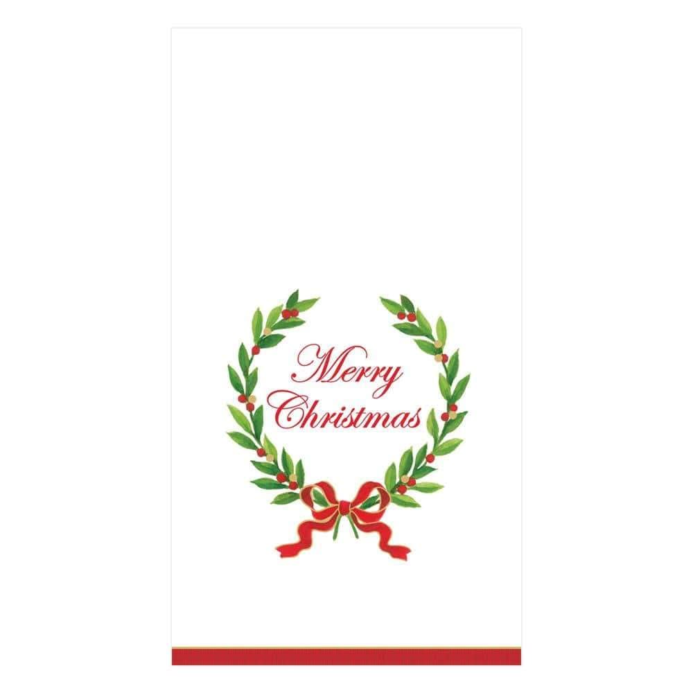 Premium Christmas Laurel Wreath Paper Guest Towels & Napkins - Set of 15 | Elegant Holiday Table Decor for Parties, Dinner & Festive Gatherings