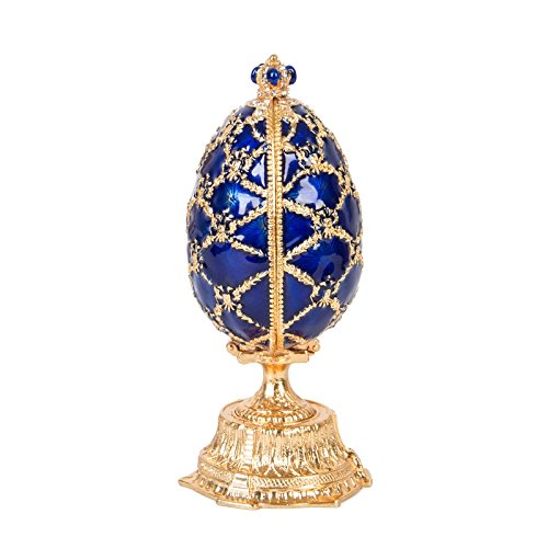 Hand Painted Blue Easter Egg Enamel Trinket Box - Unique Decorative Gift for Family & Friends | Perfect for Easter Decor, Jewelry Storage & Home Display