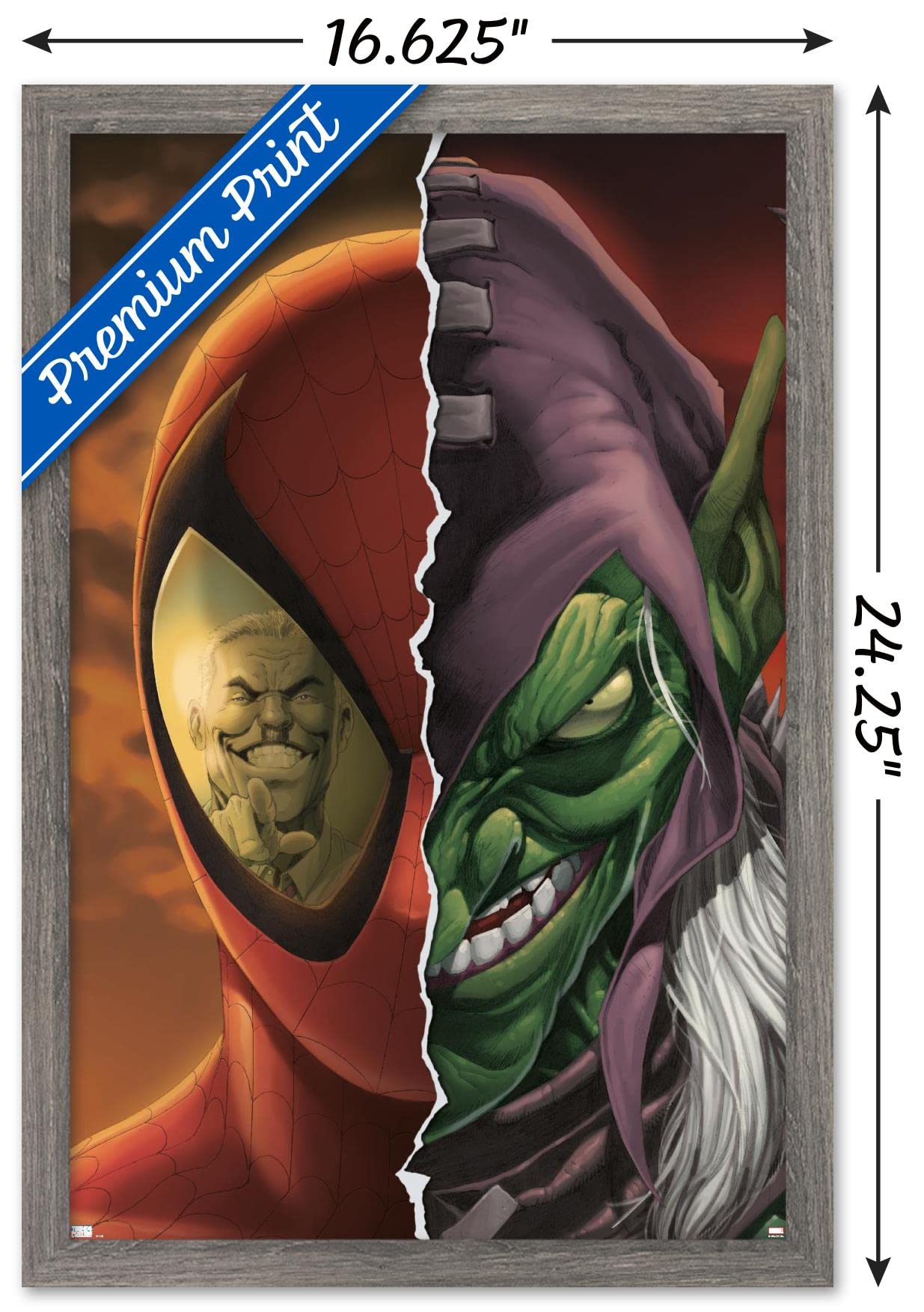 Marvel Comics Green Goblin Spider-Man House of M #4 Wall Poster - 22.4x14.7 Inches Barnwood Framed - Perfect for Superhero Bedroom Decor, Comic Book Fan Gifts & Marvel Themed Offices