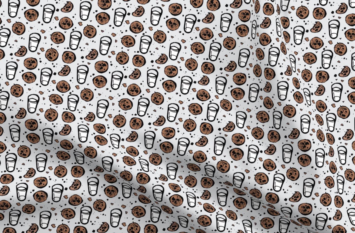 Premium Spoonflower Upholstery Velvet Fabric - Milk Cookies Gray Chocolate Toddler Print Fat Quarter for Home Decor, Apparel & DIY Projects | Soft Durable Fabric for Curtains, Pillows, Baby Clothes & Crafting