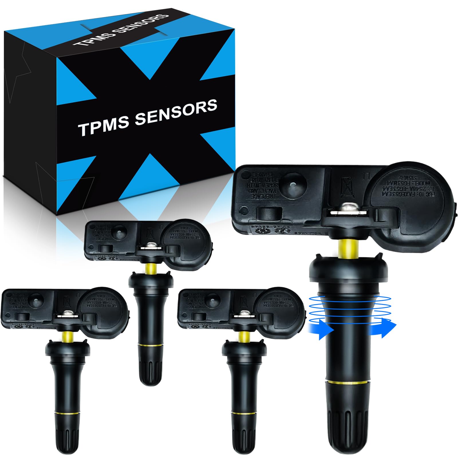 Pre-Programmed TPMS Sensors for Dodge Journey Challenger Charger Grand Caravan, Jeep Wrangler Grand Cherokee, Ram 1500 2500 - Tire Pressure Monitoring System 56029398AB 68241067AB 433MHz (4 Pack) - Easy Installation for Improved Vehicle Safety & Fuel Efficiency