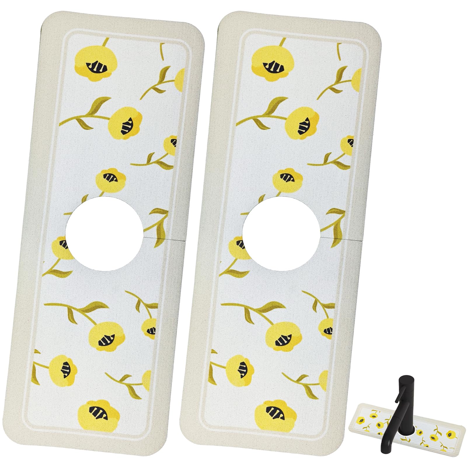 2-Pack Diatom Mud Sink Mat - Splash Guard for Kitchen & Bathroom Faucets - Quick-Dry & Absorbent