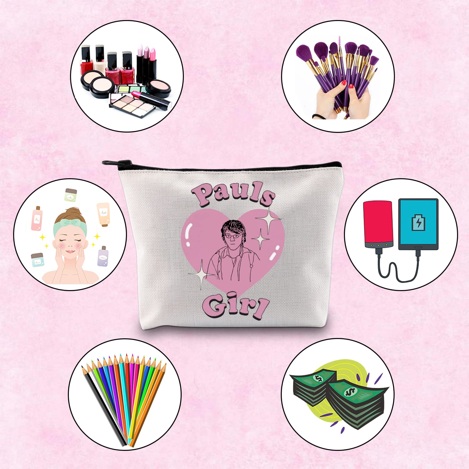 The Riddler Zipper Pouch Makeup Bag - Dano Nation Paul's Girl Fandom Gift, Beige Cosmetics Organizer for Travel & Daily Use