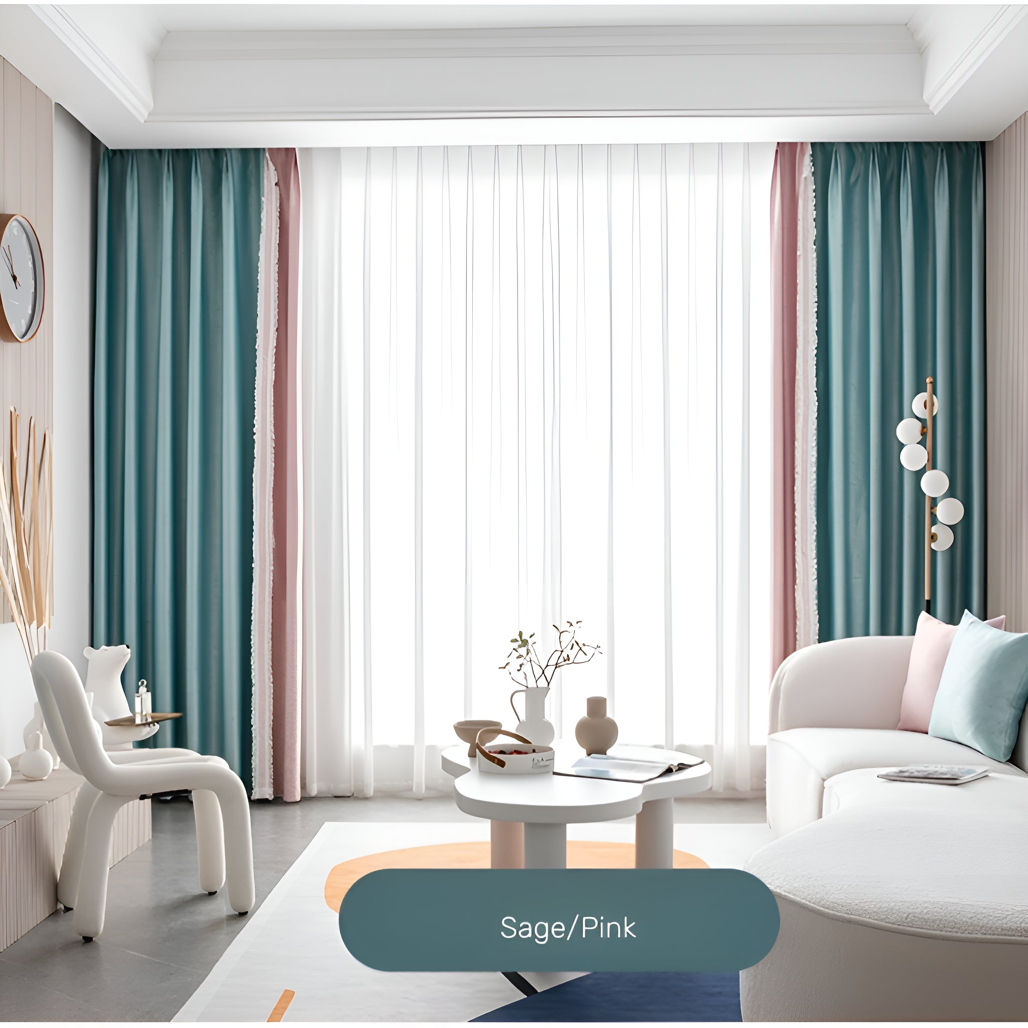 Custom Daphne Color Blocking Thermal Blackout Curtains for Bedroom & Living Room - Energy Efficient & Noise Reducing Window Treatments