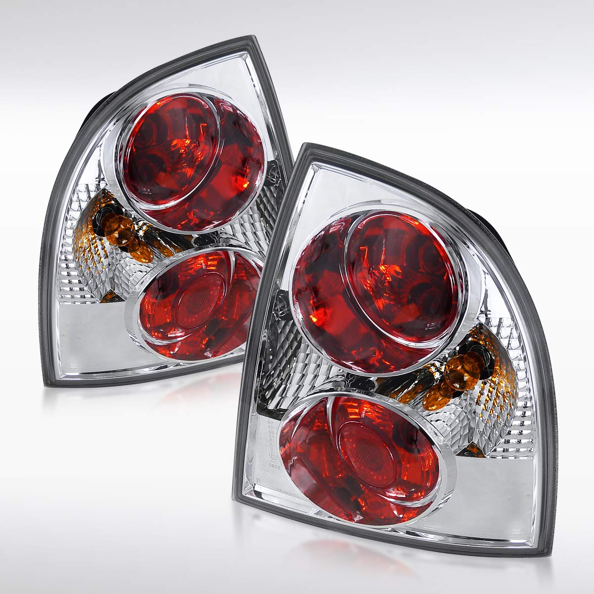 AUTOZENSATION Compatible with 2001-2005 Volkswagen Passat 4 Door Sedan - Pair of Left & Right Chrome Housing Clear Lens Tail Lights - Perfect for Replacement & Car Customization