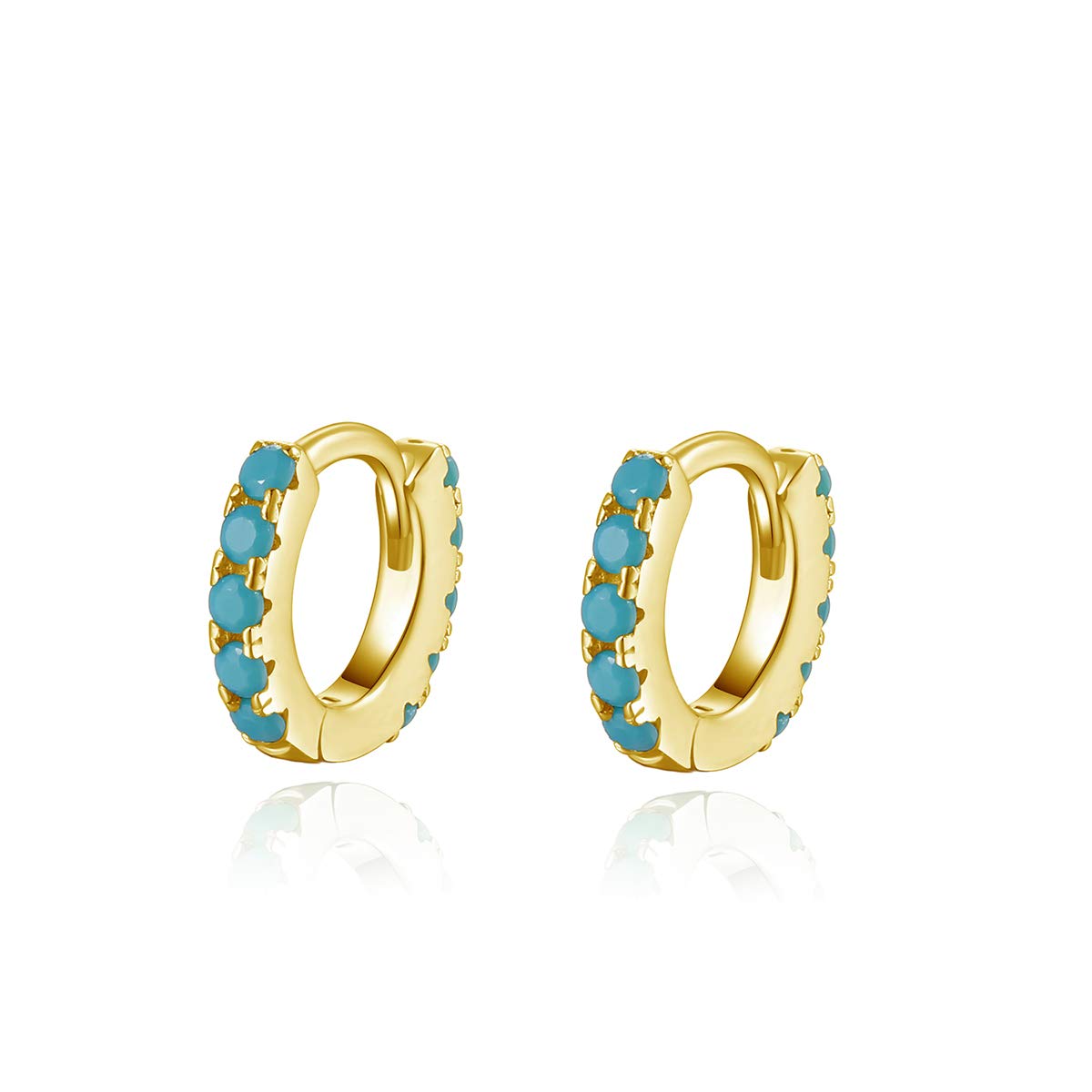 Sterling Silver Huggie Hoop Earrings with 14k Gold Plating - Small Spike Cute & Edgy Design for Women | Perfect for Everyday Wear, Parties & Gifts