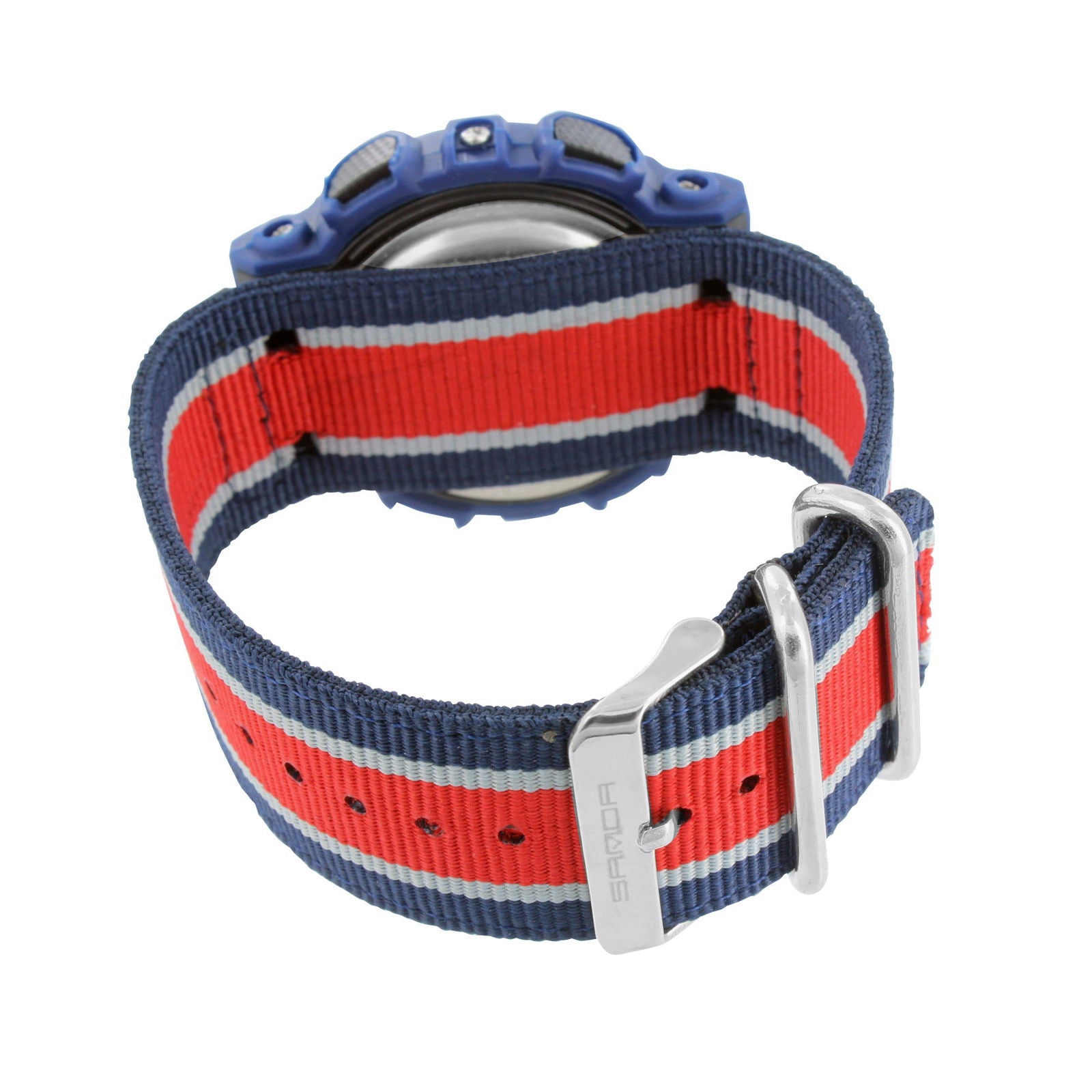 **Stylish Navy Blue & Red Canvas Fabric Band Wristwatch for Men & Boys – Perfect for Casual, Outdoor, and Everyday Wear**