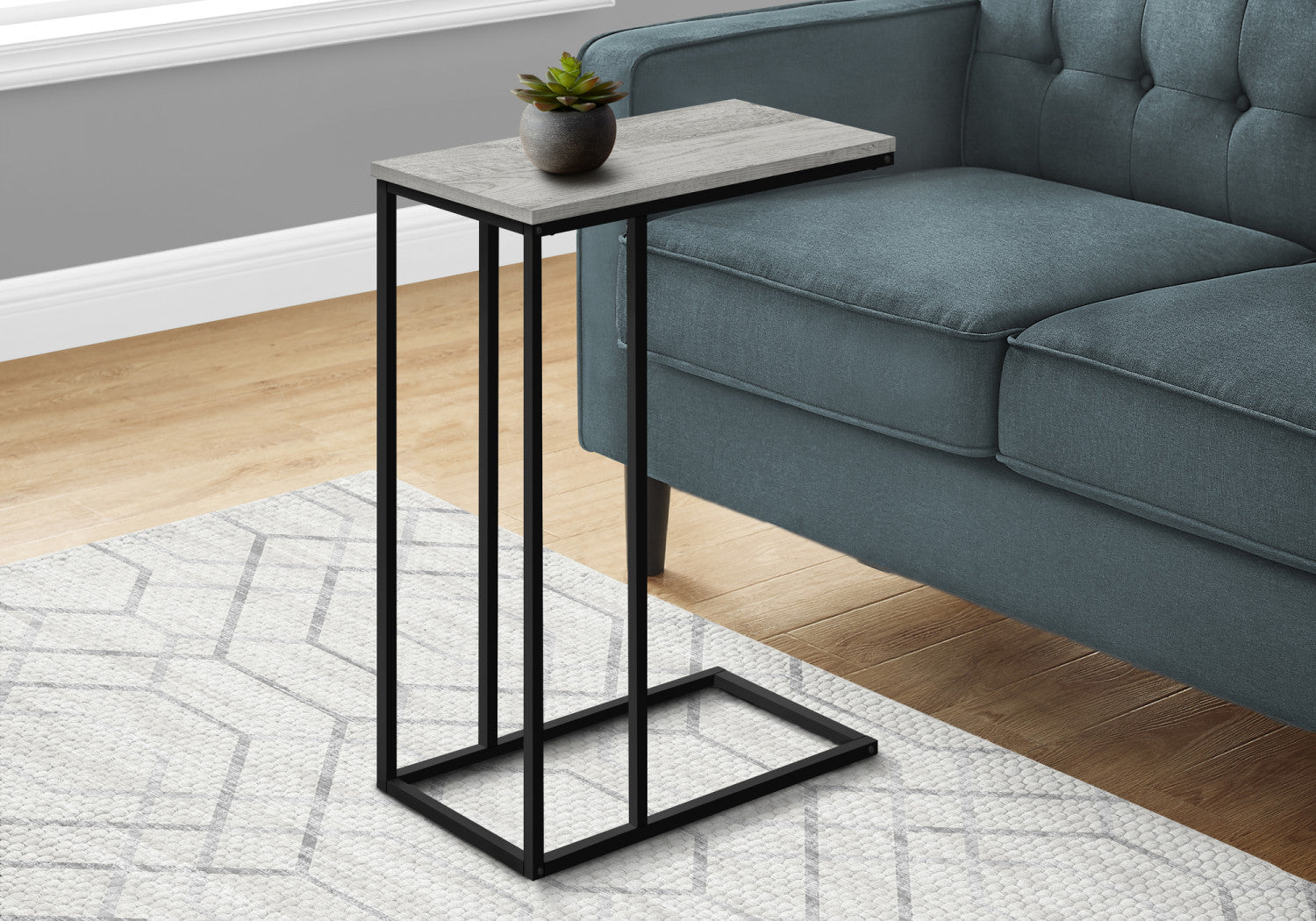 Modern Calix Side Table in Grey - Small End Table for Living Room, Bedroom, or Office - Compact Nightstand with Sleek Design for Home Decor