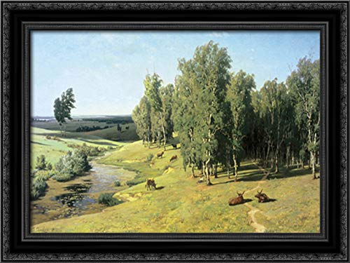 Volodymyr Orlovsky Black Ornate Wood Framed Canvas Art - 24x18 Summer Landscape Painting - Perfect for Living Room, Bedroom & Office Wall Decor