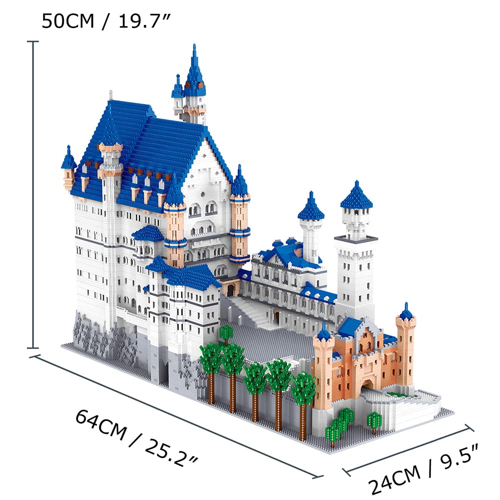 Germany Neuschwanstein Castle Building Blocks Set (11,810 Pieces) - Famous World Architecture Model, Educational STEM Toy for Kids & Adults - Perfect for Creative Play, Home Decor & Collector's Display