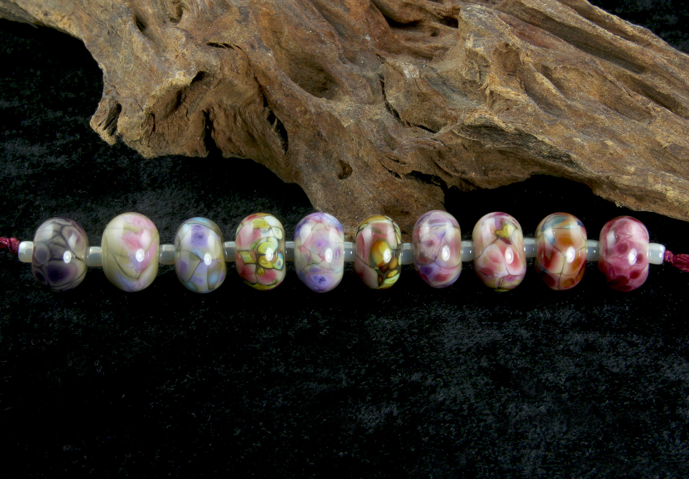 Pink Mosaic Mix Lampwork Glass Beads Set for Jewelry Making - DIY Bracelets, Necklaces, and Earrings - SRA