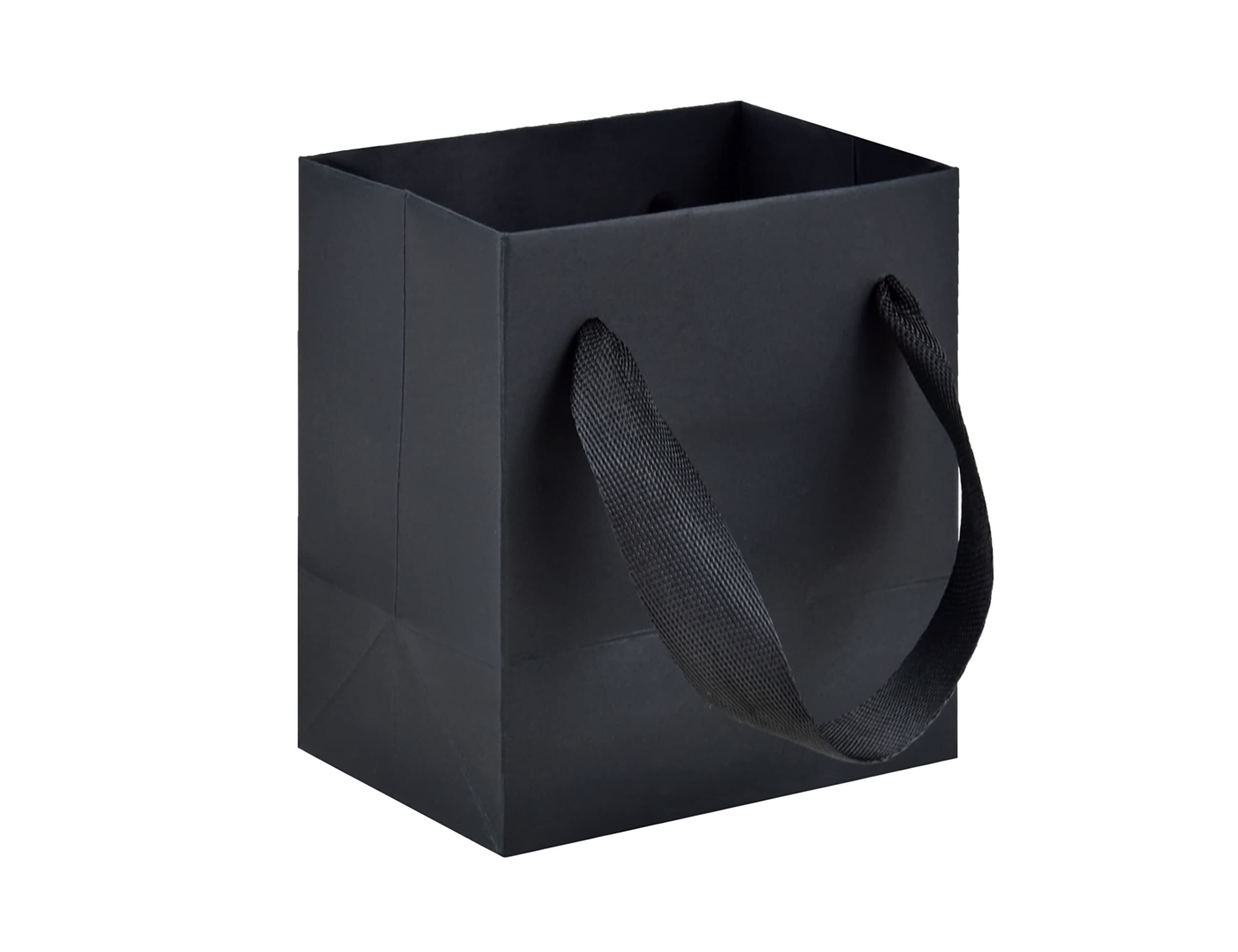 HUAPRINT Small Black Paper Gift Bags 30 Pack (4x2.75x4.5 Inches) - Matte Finish Party Favor Bags for Weddings, Birthdays, Business Gifts & Retail Packaging | Great for Candy, Jewelry, Cosmetics & Small Gift Wrapping
