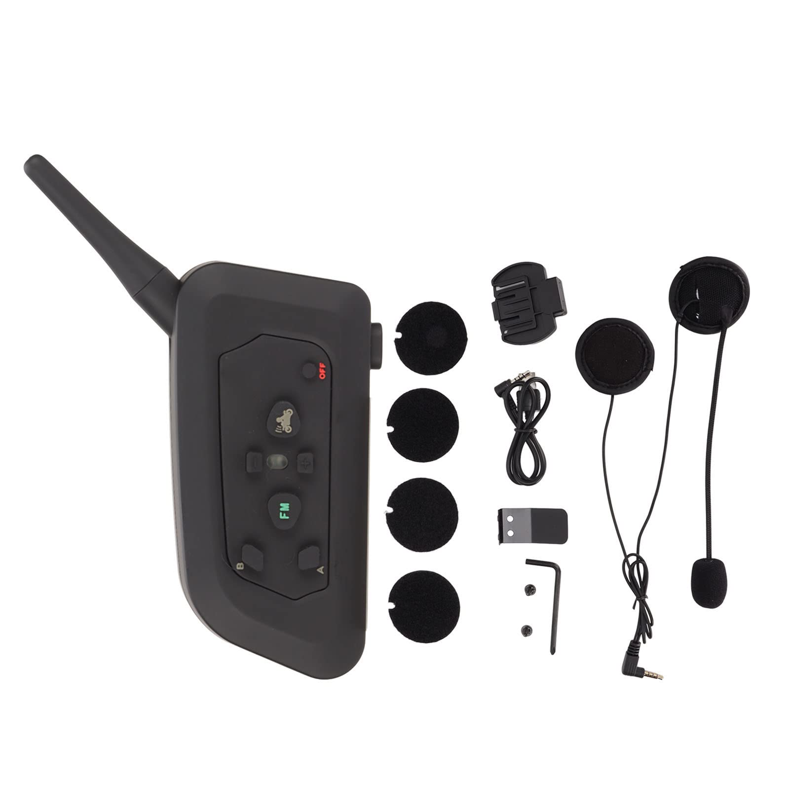 Eulbevoli Motorcycle Bluetooth Intercom Headset - 450H Standby, IP65 Waterproof, Auto Answering, Compatible with Tablets & MP3 Players - Perfect for Road Trips, Group Riding & Hands-Free Communication