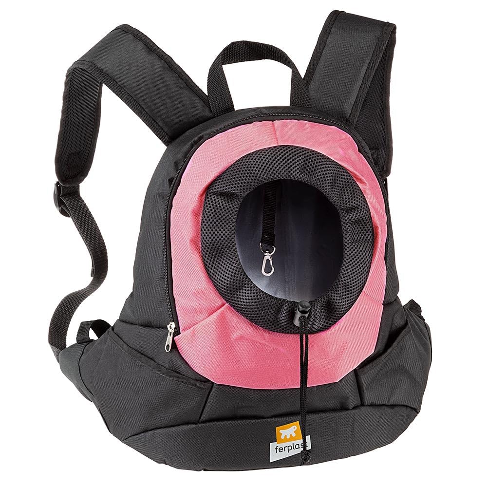 Ferplast Kangoo Small Travel Backpack - Lightweight & Durable Carry-On Backpack for Women & Men, Pink & Black, Medium Size - Perfect for Hiking, Gym, School & Airplane Travel