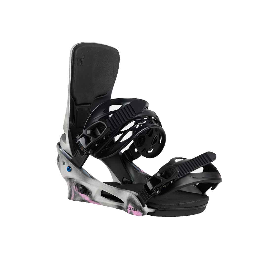 Burton 24/25 Cartel X Re:Flex Snowboard Bindings - Gray/Pink - Perfect for All-Mountain Riding & Freestyle Snowboarding