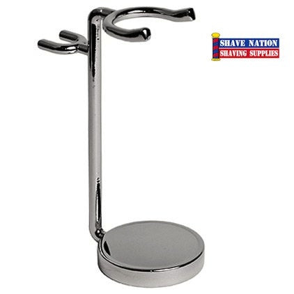 Premium Chrome Razor & Brush Stand for Men - Compact & Stylish Bathroom Organizer for Wet Shaving Accessories | Perfect for Grooming Kits, Travel & Home Use