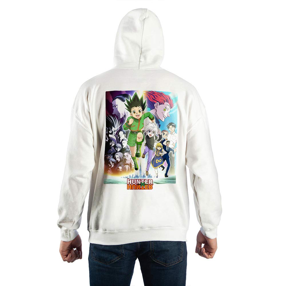 Bioworld Men's White Hunter X Hunter Anime Cartoon Hooded Sweatshirt | Official Licensed Merchandise | Casual Wear & Cosplay Outfit