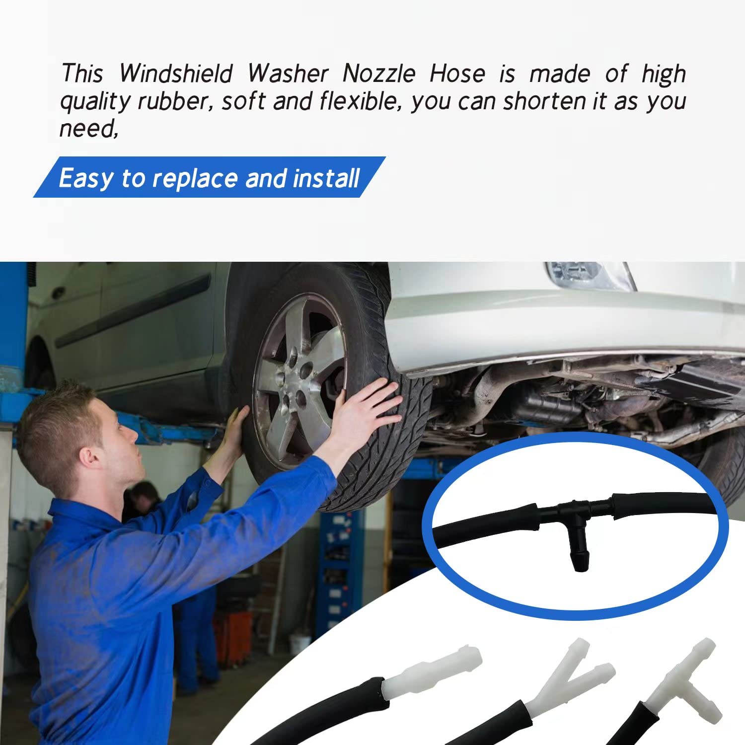 Windshield Washer Hose Kit - 4M Fluid Hose with 12 Connectors for Car Cleaning