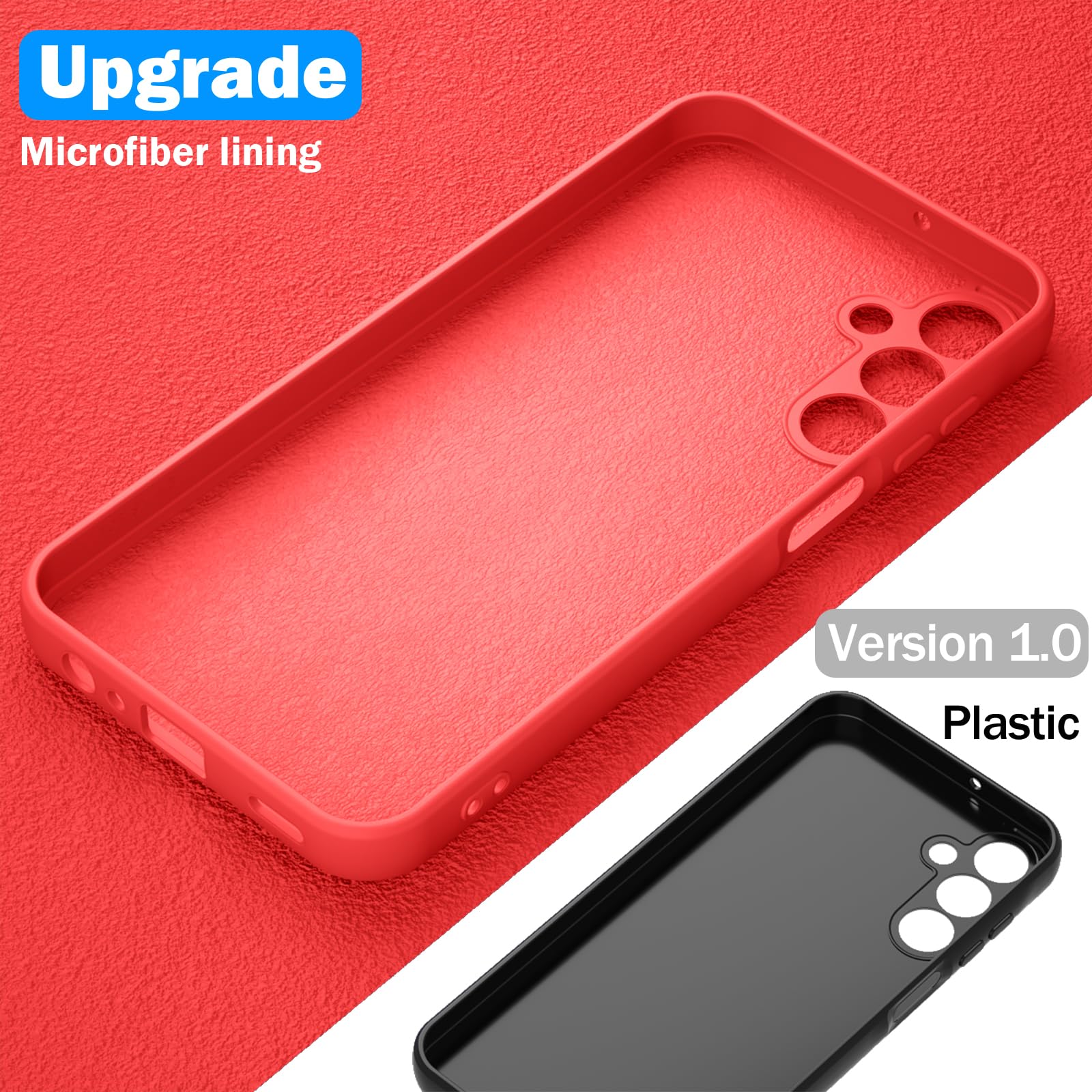 Giolus Slim Shockproof Case for Samsung Galaxy A35 5G with 2 Pack Screen Protector - Soft Anti-Scratch TPU Silicone Cover with Microfiber Lining | Perfect for Daily Protection & Outdoor Activities (Red)