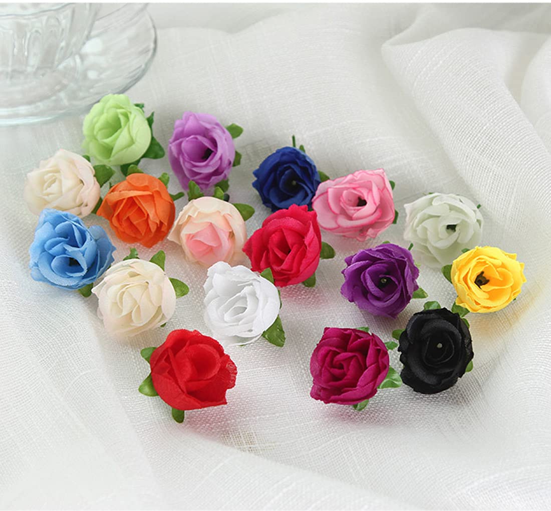 50 Pcs Mini Artificial Silk Rose Flower Heads - 1.18 Inch Multicolor Fake Roses for Wedding Decor, Bridal Bouquets, DIY Crafts, Hats & Home Decoration - Perfect for Party Centerpieces, Table Arrangements & Gift Wrapping