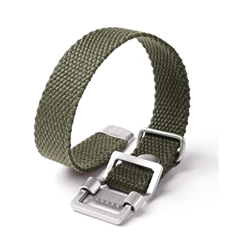 XUSHI 20mm 22mm Canvas Watch Band Strap - Durable Green Khaki Textured Wristband for Men, Replacement Strap Compatible with Most Watches, Perfect for Outdoor, Casual & Daily Wear