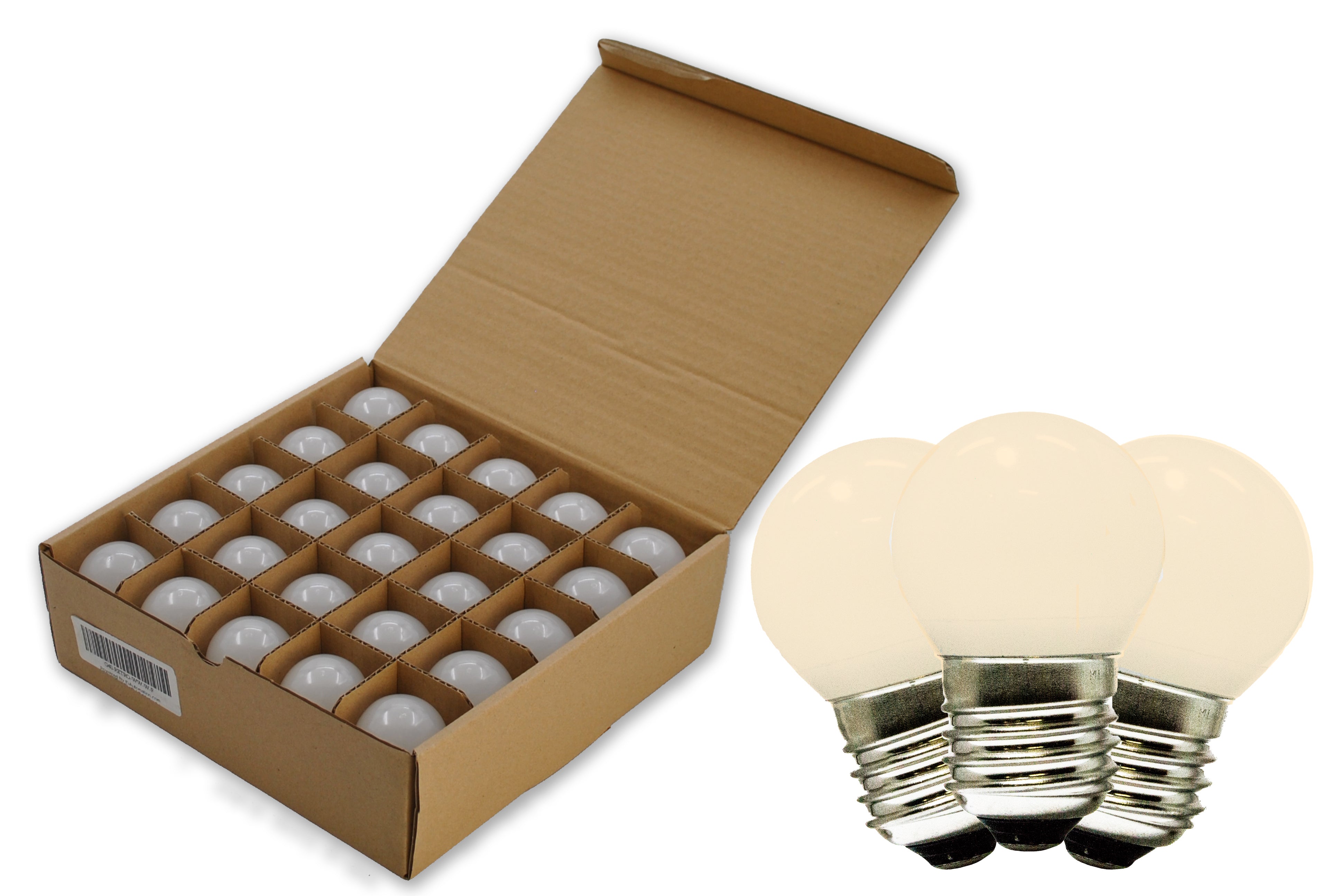 25 Pack G40 Frosted Warm White Light Bulbs - 25W, 120V, E26 Base, Dimmable, Ideal for Bedroom, Living Room, and Office Lighting