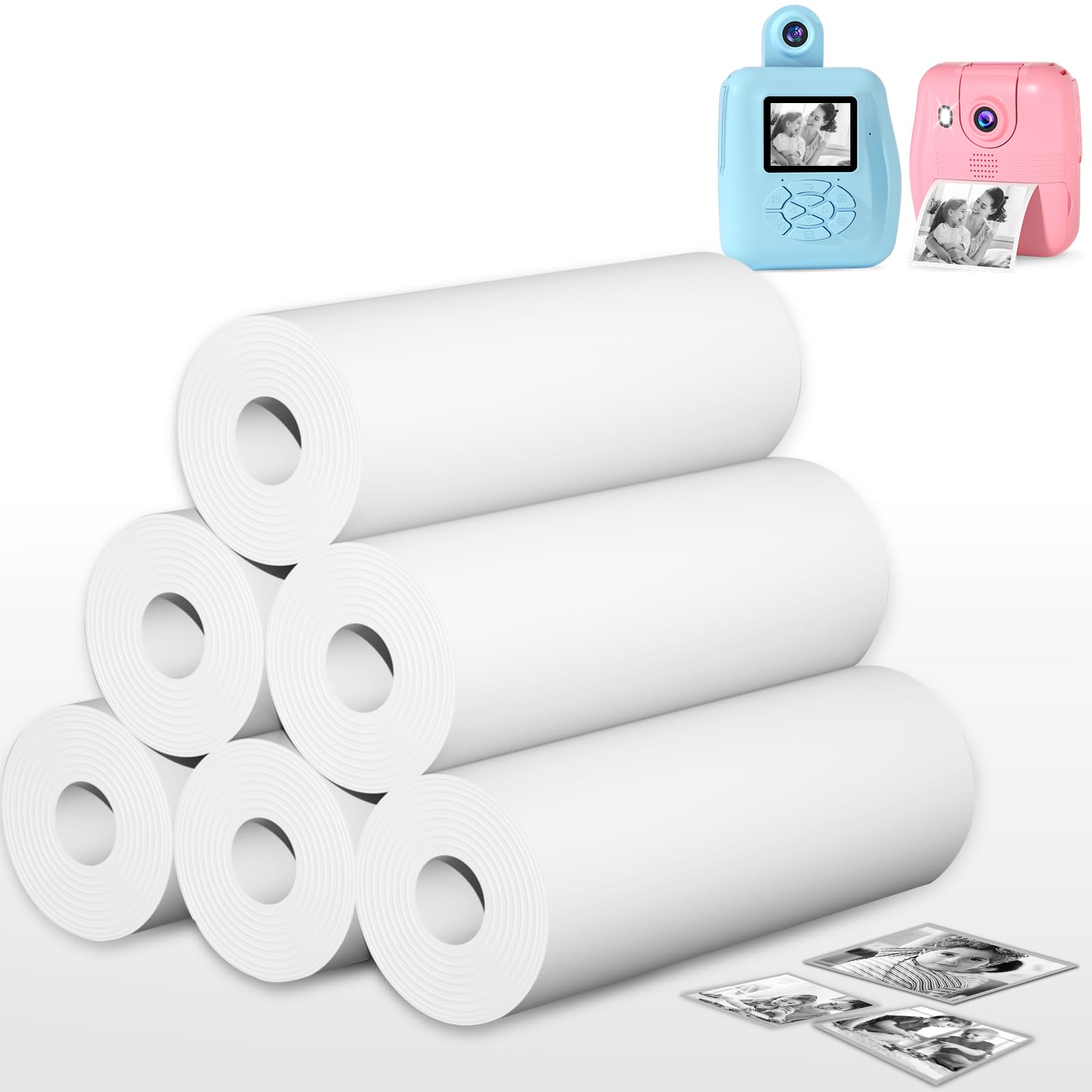 PROGRACE 6 Rolls Thermal Print Paper for Kids Instant Camera - BPA Free Inkless Photo Paper Refill (57x30mm) | Compatible with Most Children's Instant Print Cameras | Perfect for Birthday Parties, Travel & Creative Play