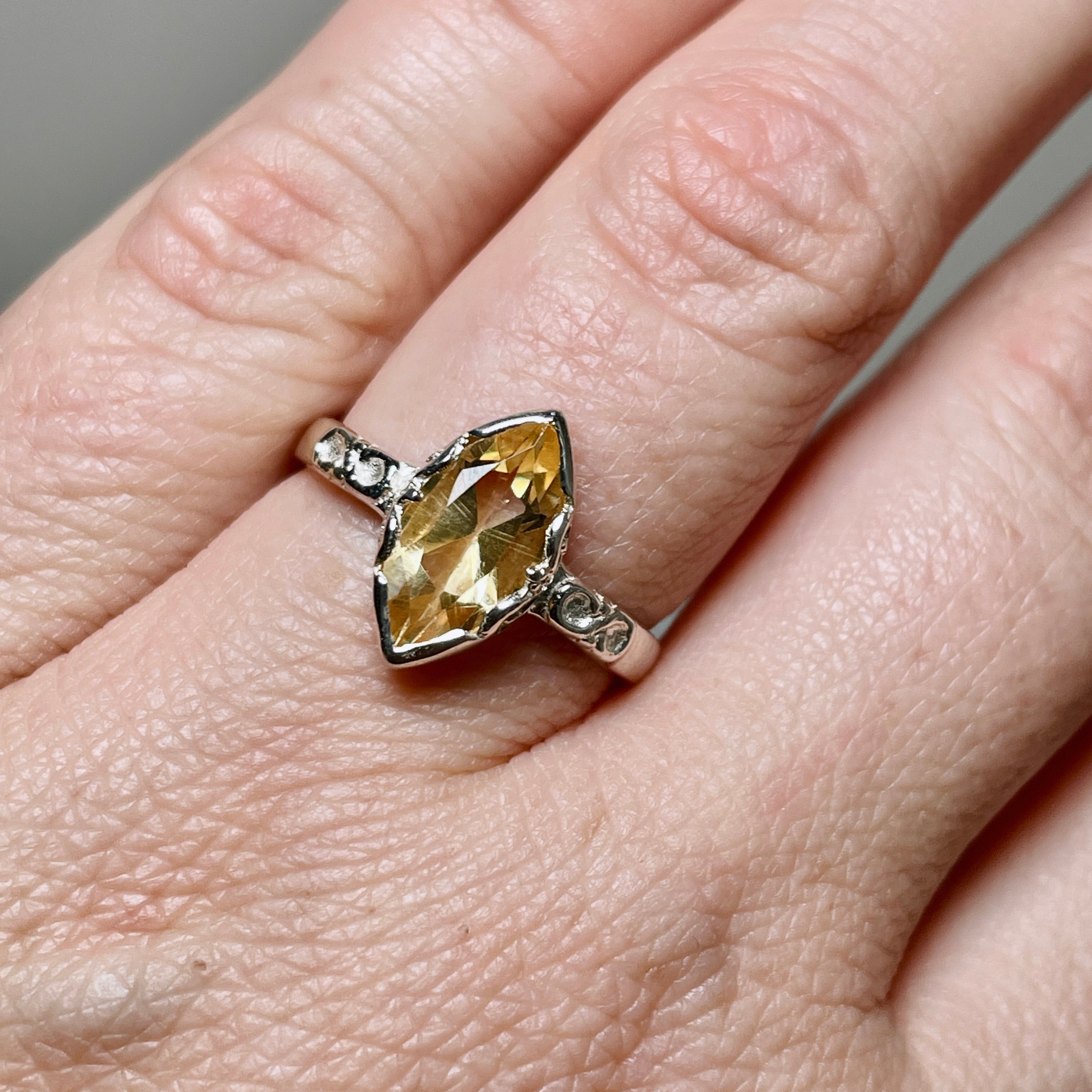 Natural Citrine Marquise Cut Ring - 925 Sterling Silver Jewelry for Women, Elegant Faceted Gemstone Engagement Ring, Perfect for Weddings, Anniversaries & Special Occasions