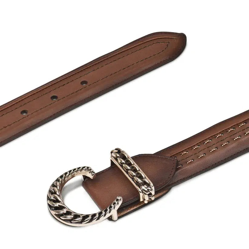 Cuadra Honey Casual Western Leather Belt for Women - Stylish Brown Genuine Leather Belt with Buckle - Perfect for Jeans, Dresses & Western Outfits