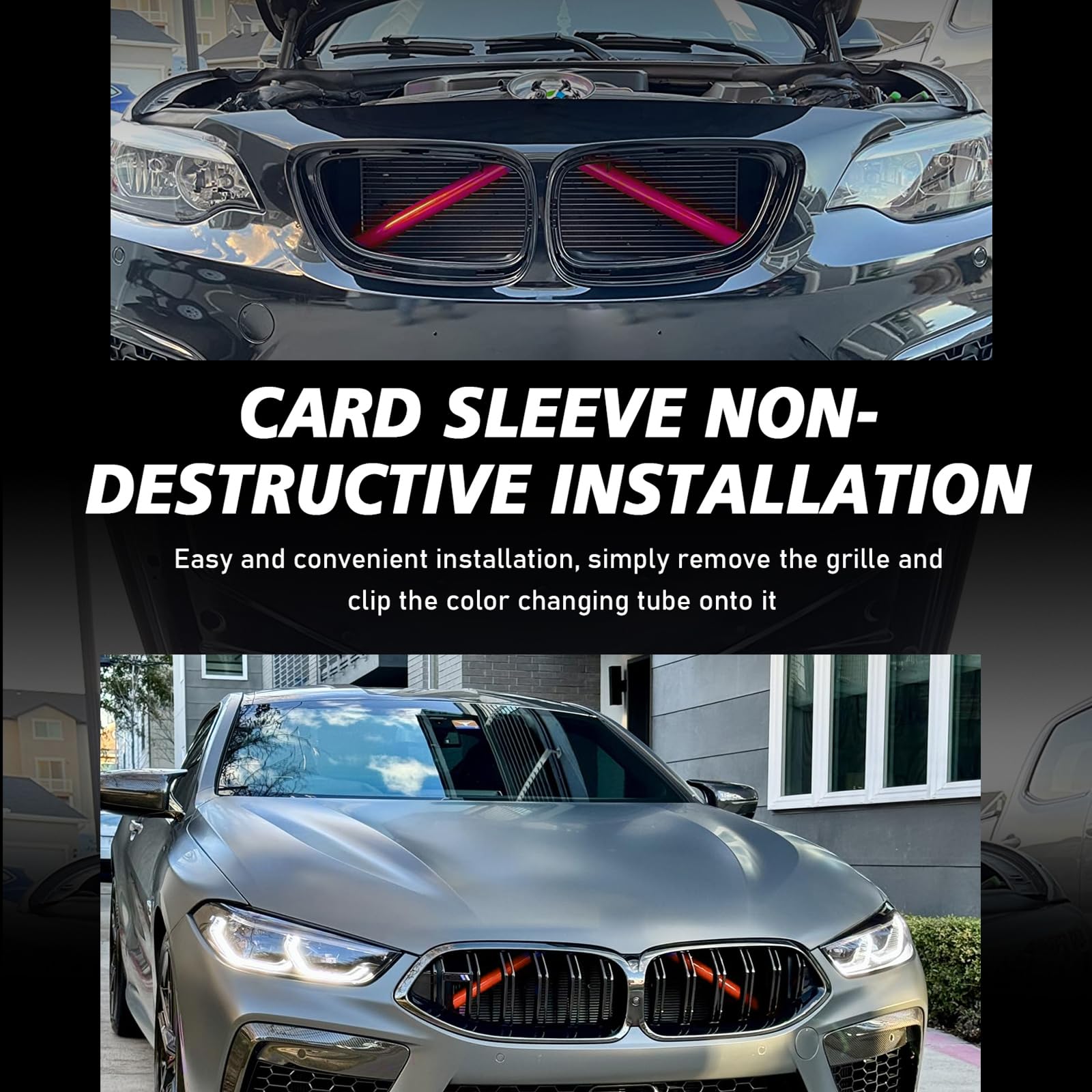 2 PCS Car Grill Inserts Decorative Strips - 12.9In x 1.1In Waterproof Durable ABS Front Grill Covers for BMW 3/4/5/6/7 Series & X1/X2/X3/X4/X5 - Red Auto Accessories for Enhanced Vehicle Style & Protection (Perfect for Car Shows, Daily Driving & Customization)