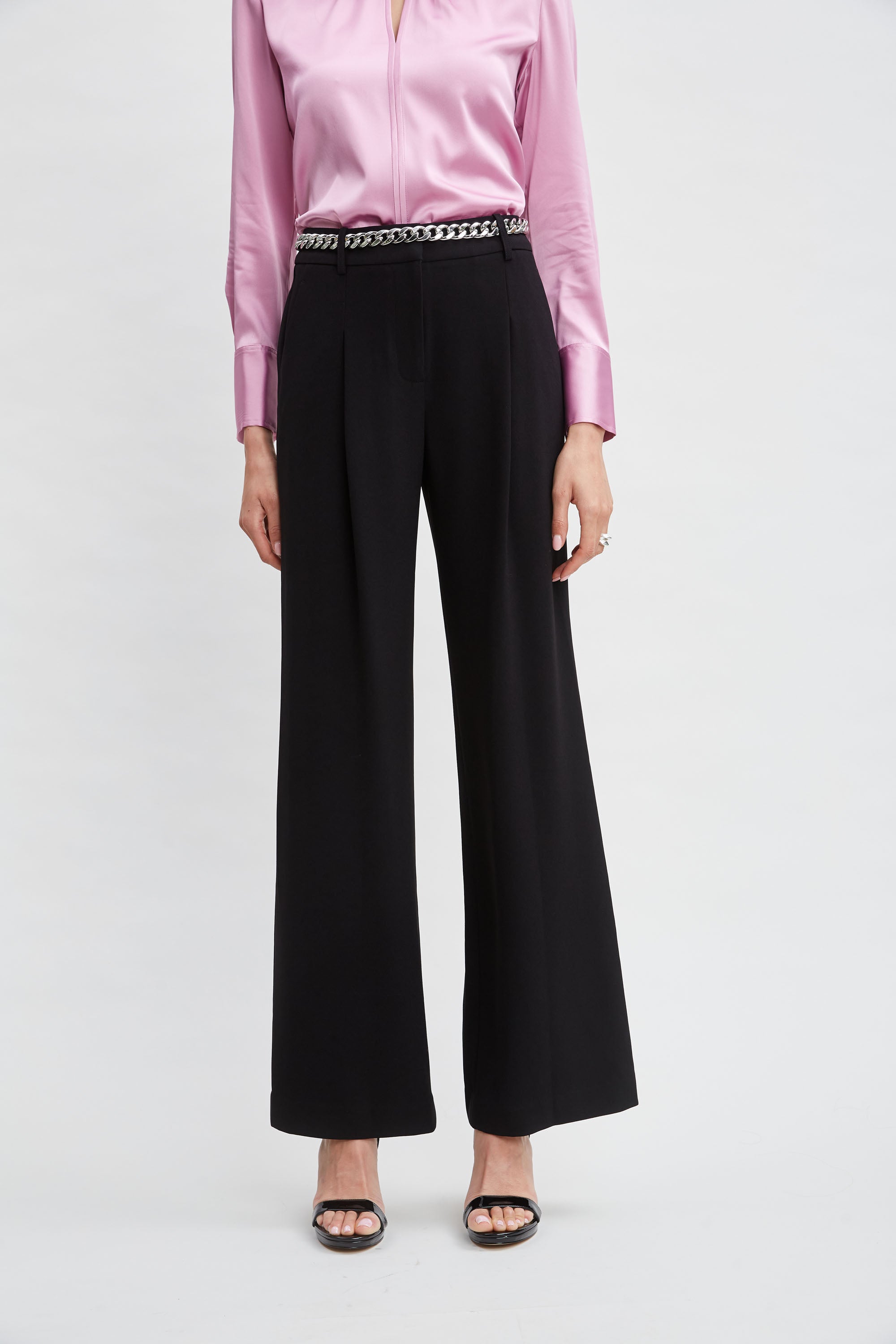 Elegant High-Waisted Pleated Crepe Pants for Women - Comfortable & Stylish Office Wear & Casual Outfits