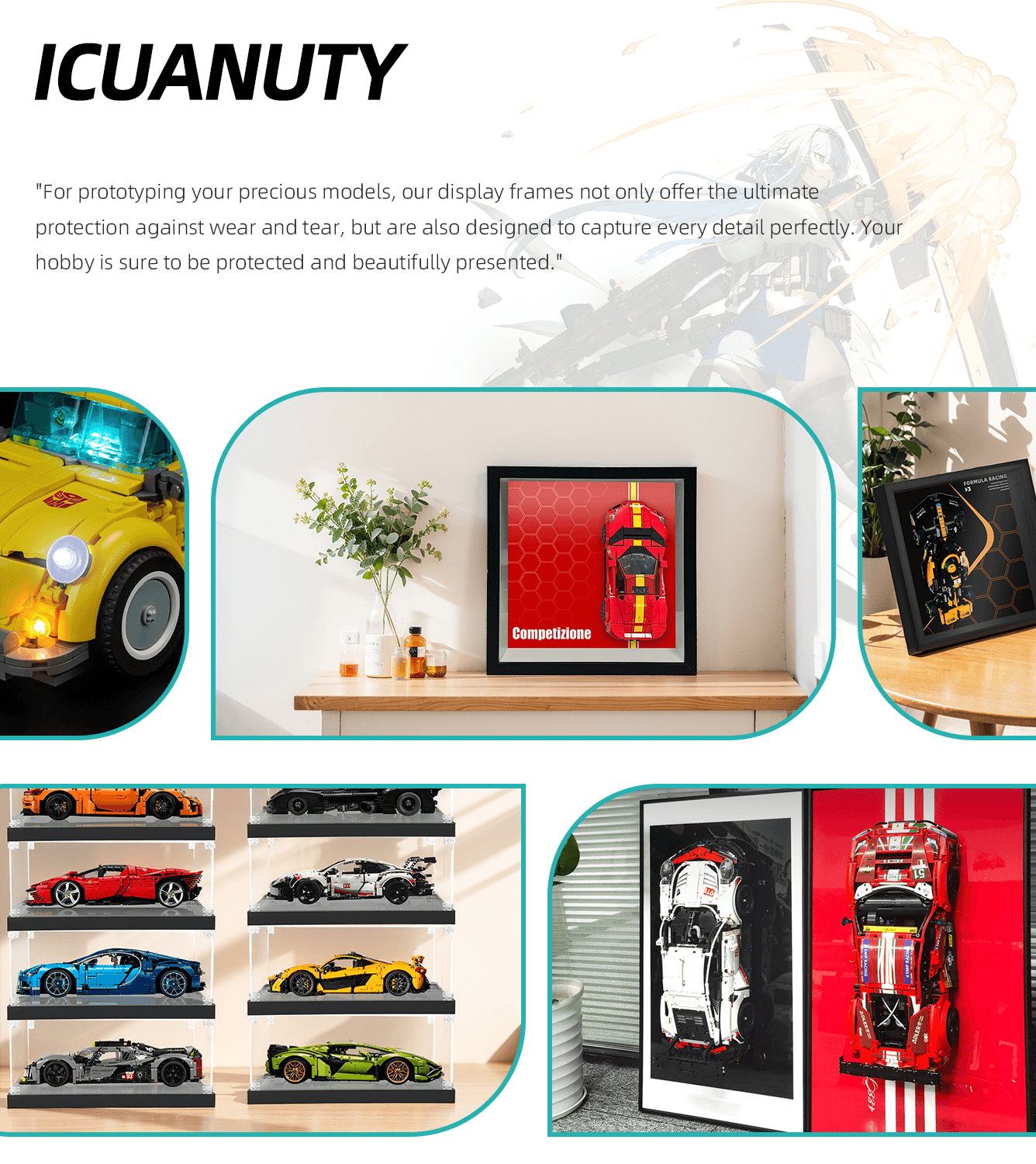 Lego Speed Champions 1970 Ferrari 812 M Toy Car Display Frame - Compatible with Lego Set 76914 - Showcase Your Red Sports Race Car Model - Perfect for Home Office Decor & Lego Collector's Display