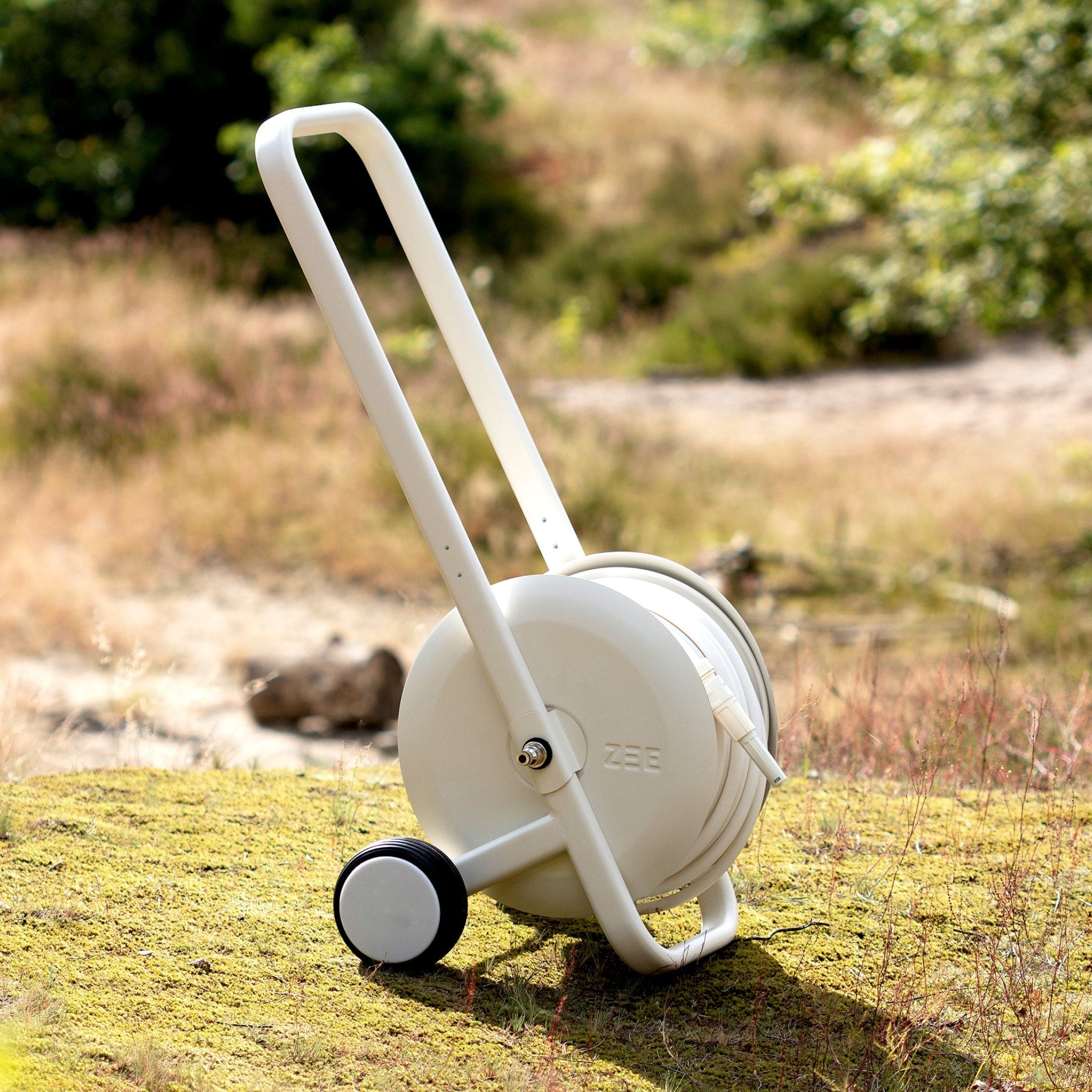 ZEE Tasman Hose Trolley 50m White - Heavy Duty Garden Water Hose Reel with Wheels for Easy Mobility - Perfect for Lawn Care, Gardening, and Outdoor Watering