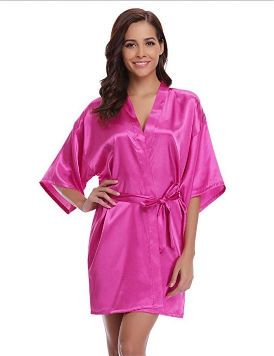 Luxury Silk Kimono Robe for Women - Navy Blue & White Satin Bathrobe - Bridesmaid, Spa, Boudoir & Wedding Party Dressing Gown - Soft Comfortable Loungewear for Home, Honeymoon & Special Occasions - Size XL