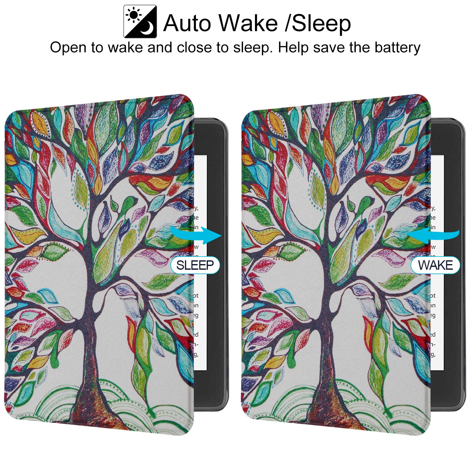 WALNEW Slim PU Leather Case for Kindle Paperwhite 10th Generation (2018 Model) - Auto Wake/Sleep Cover | Compatible with All-New Kindle Paperwhite 10th Gen (Model PQ94WIF) | Lunar Eclipse Design | Perfect for Reading, Travel & Daily Protection