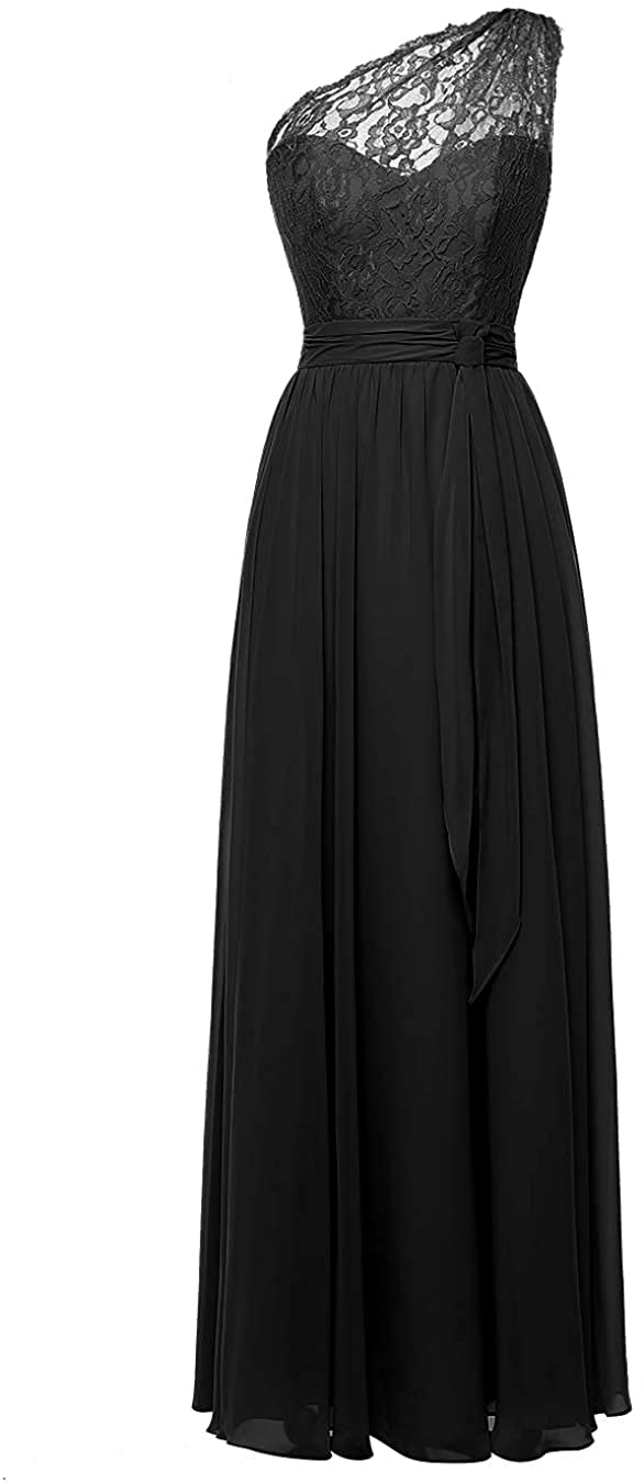 JAEDEN Elegant One Shoulder Long Prom Dresses for Bridesmaids - Chiffon Lace Formal Evening Gowns - Perfect for Weddings, Galas & Special Occasions