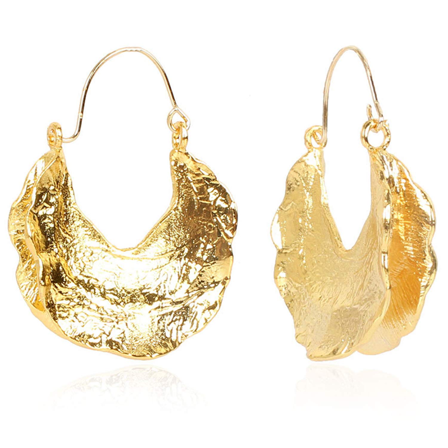 Vintage Gold Hoop Earrings for Women - Large Boho Circle Drop Dangle Earrings, Hollow Shield Statement Jewelry, Gift for Her - Perfect for Parties, Weddings & Everyday Wear
