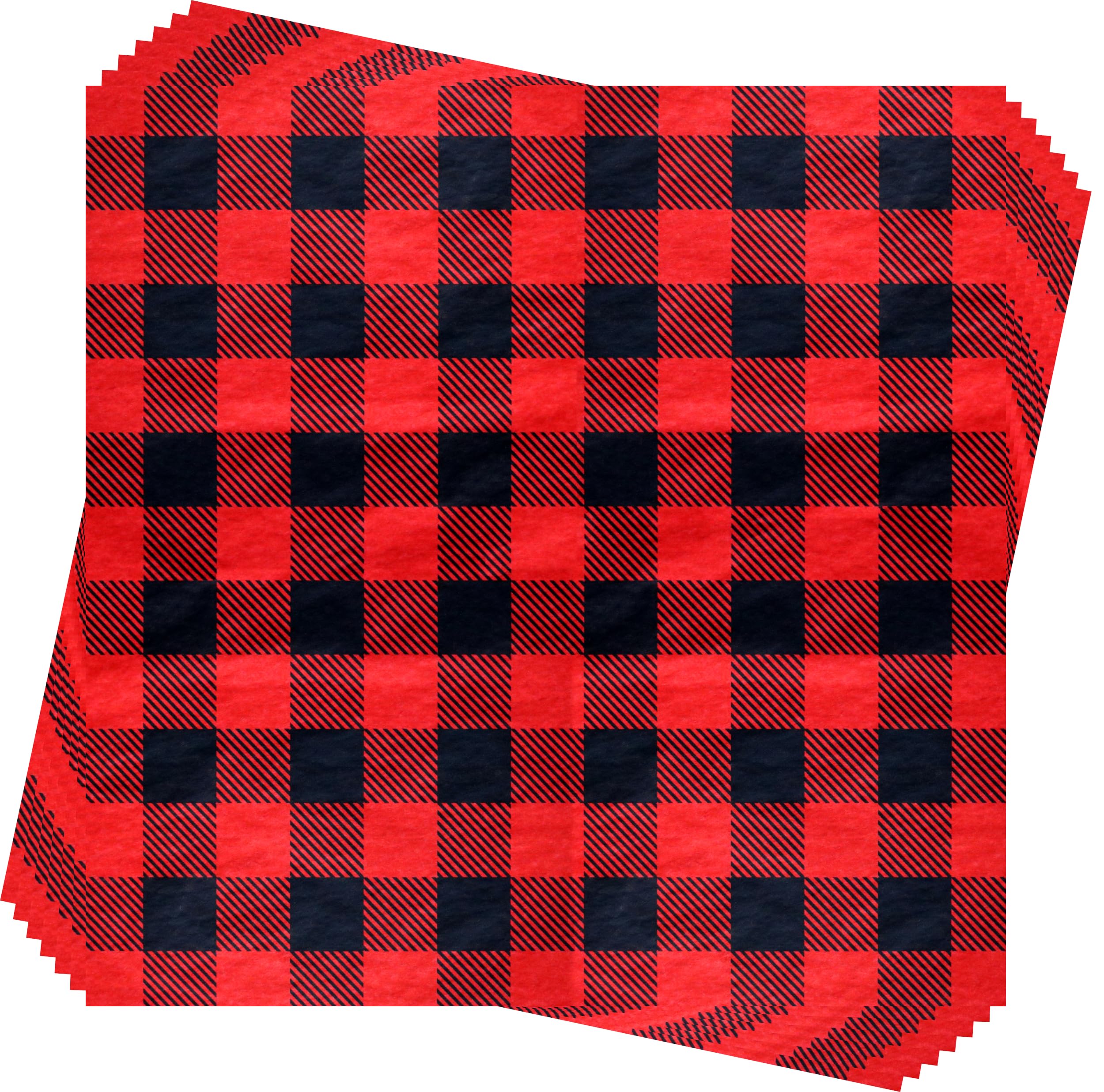 Iconikal Christmas Tissue Paper - Red Buffalo Plaid & Black Gingham Holiday Gift Wrap (20x20 Inches, 60 Sheets) for Present Wrapping, Party Decorations and Festive Crafts