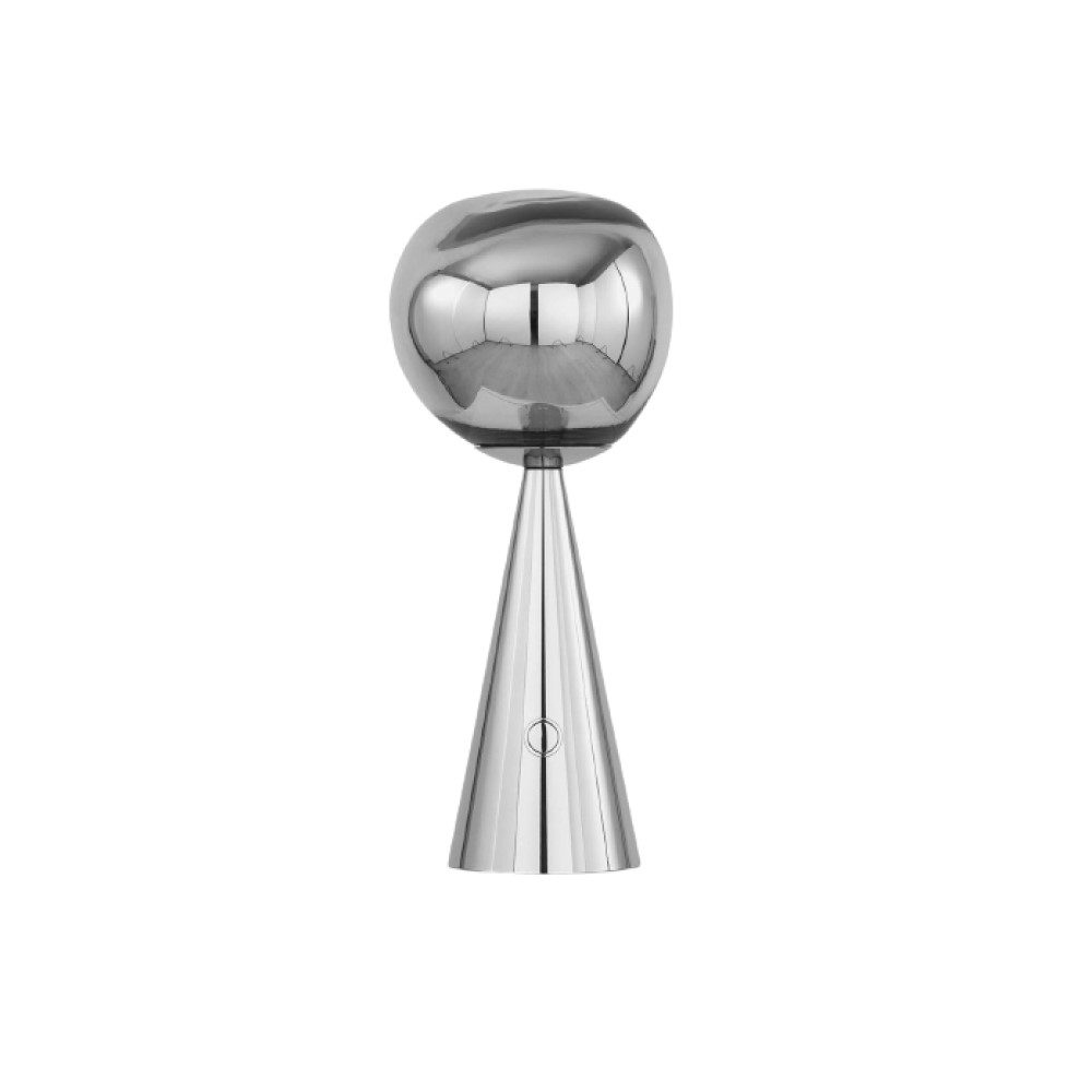 TOM DIXON Melt LED Portable Lamp - Modern Chrome Table Light for Home, Office & Outdoor Use | Rechargeable Battery Operated | Dimmable Ambient Lighting for Bedroom, Living Room & Patio Decor