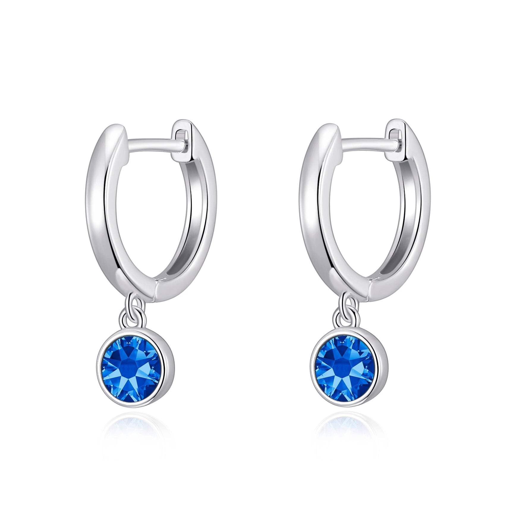 Sapphire Zirconia Hoop Earrings - September Birthstone Jewelry for Women