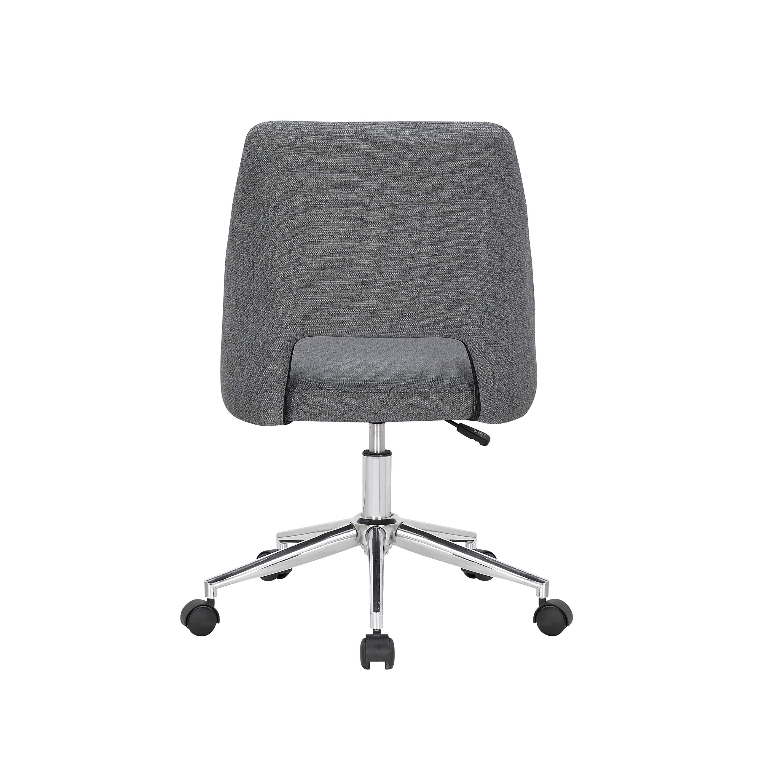 Porthos Home Kimora Modern Office Chair - Breathable Linen Upholstery, Cutout Back Design, Adjustable Height & Smooth-Rolling Casters | Perfect for Small Offices, Home Studios & Workspaces (Armless Ergonomic Desk Chair)