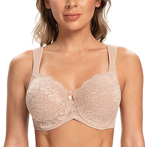 CASOLACE Women's Full Coverage Plus Size Lace Seamless Underwire Minimizer Bras - Comfortable Support for Everyday Wear, Work & Special Occasions