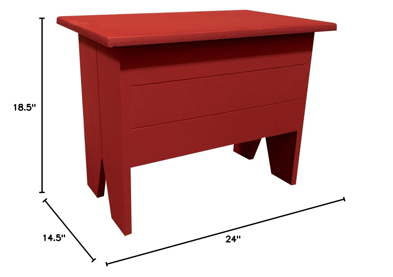Sawdust City 2-Foot Storage Bench with Seat - Old Red Wooden Entryway Bench for Hallway, Living Room, and Bedroom Organization